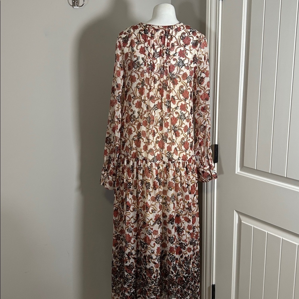 Free People See It Through Pleated Front Dress Maxi Tea Combo Lined Fall Sz S - Picture 8 of 12